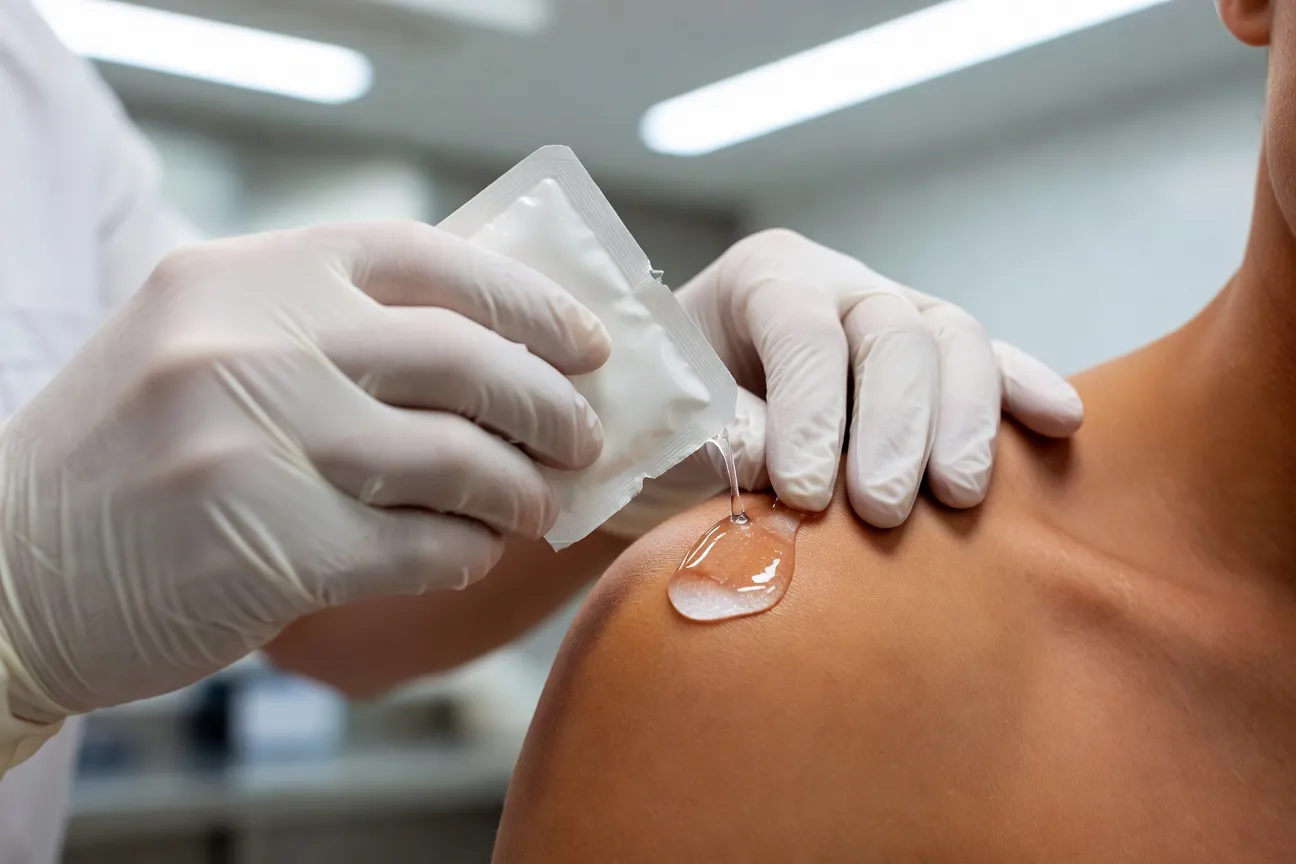 Technique d'application du gel de testostérone sur l'épaule